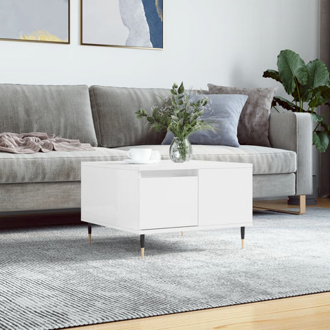vidaXL Coffee Table High Gloss White 55x55x36.5 cm Engineered Wood