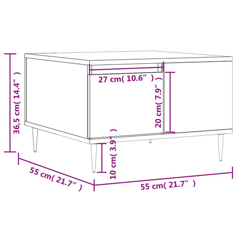 vidaXL Coffee Table Brown Oak 55x55x36.5 cm Engineered Wood