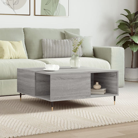 vidaXL Coffee Table Grey Sonoma 80x80x36.5 cm Engineered Wood