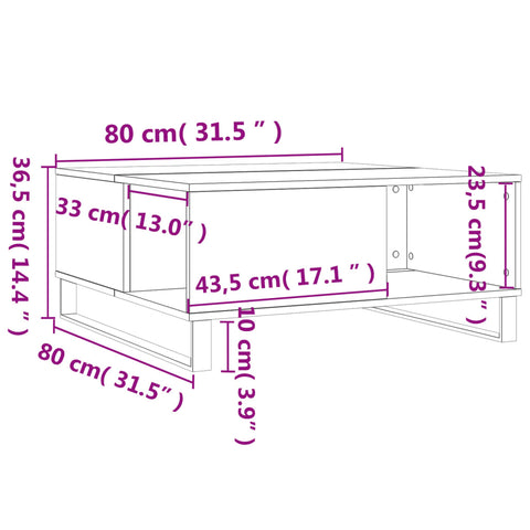 vidaXL Coffee Table Concrete Grey 80x80x36.5 cm Engineered Wood