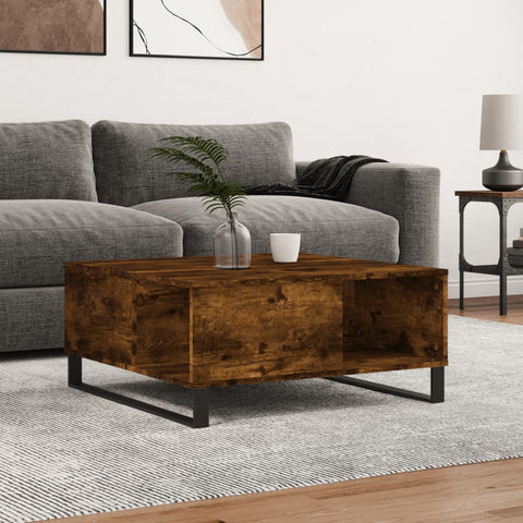 vidaXL Coffee Table Smoked Oak 80x80x36.5 cm Engineered Wood