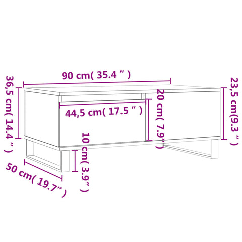 vidaXL Coffee Table Concrete Grey 90x50x36.5 cm Engineered Wood