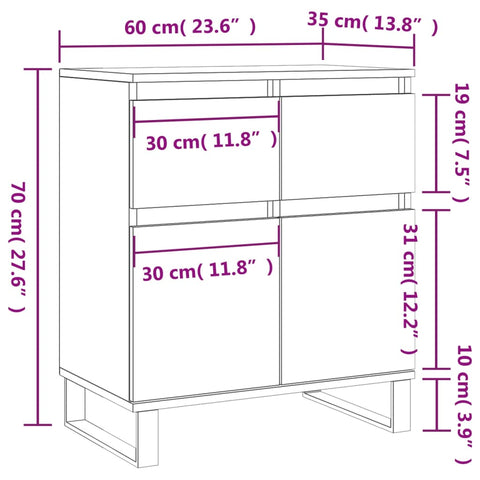 vidaXL Sideboard Smoked Oak 60x35x70 cm Engineered Wood