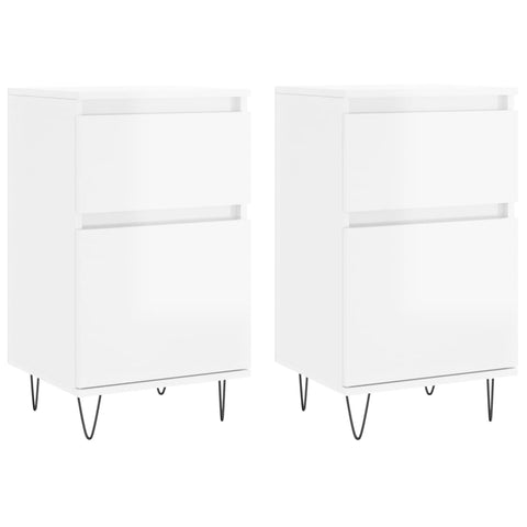 vidaXL Sideboards 2 pcs High Gloss White 40x35x70 cm Engineered Wood