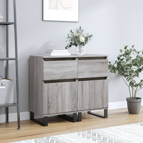 vidaXL Sideboards 2 pcs Grey Sonoma 40x35x70 cm Engineered Wood