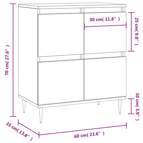 vidaXL Sideboard White 60x35x70 cm Engineered Wood