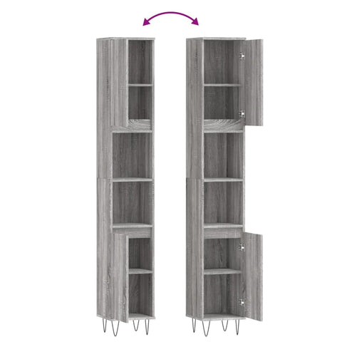 vidaXL Bathroom Cabinet Grey Sonoma 30x30x190 cm Engineered Wood