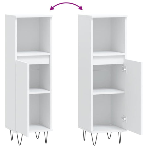 vidaXL Bathroom Cabinet White 30x30x100 cm Engineered Wood