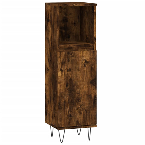vidaXL Bathroom Cabinet Smoked Oak 30x30x100 cm Engineered Wood