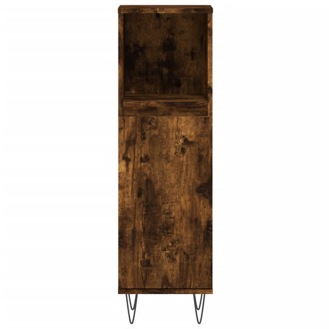 vidaXL Bathroom Cabinet Smoked Oak 30x30x100 cm Engineered Wood
