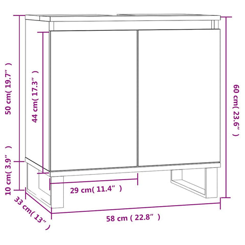 vidaXL Bathroom Cabinet Smoked Oak 58x33x60 cm Engineered Wood