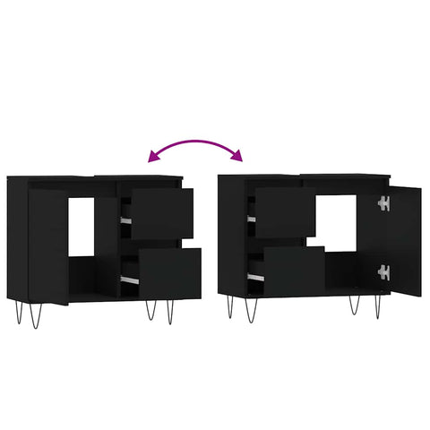 vidaXL Bathroom Cabinet Black 65x33x60 cm Engineered Wood