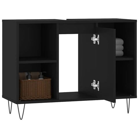 vidaXL Bathroom Cabinet Black 80x33x60 cm Engineered Wood