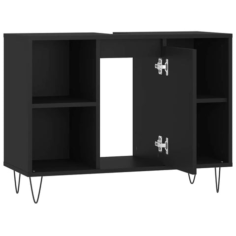 vidaXL Bathroom Cabinet Black 80x33x60 cm Engineered Wood