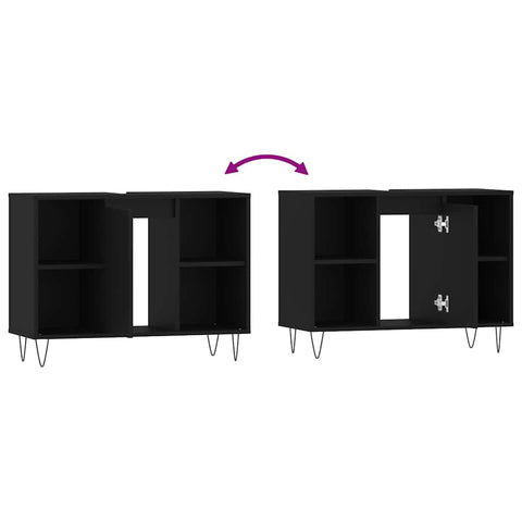 vidaXL Bathroom Cabinet Black 80x33x60 cm Engineered Wood
