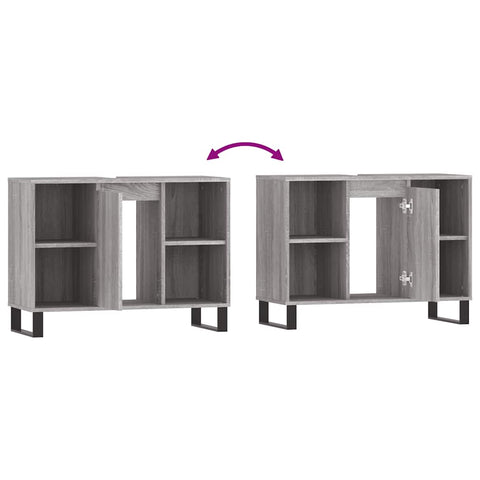 vidaXL Bathroom Cabinet Grey Sonoma 80x33x60 cm Engineered Wood