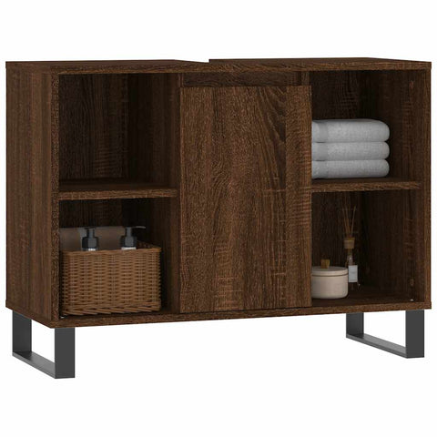 vidaXL Bathroom Cabinet Brown Oak 80x33x60 cm Engineered Wood