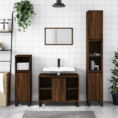 vidaXL Bathroom Cabinet Brown Oak 80x33x60 cm Engineered Wood