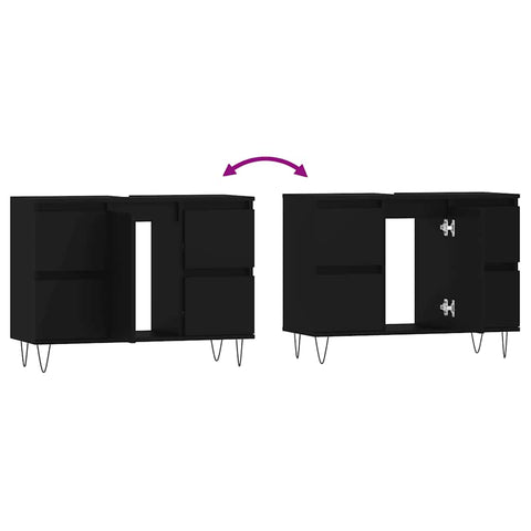 vidaXL Bathroom Cabinet Black 80x33x60 cm Engineered Wood