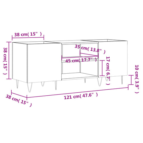 vidaXL Record Cabinet Sonoma Oak 121x38x48 cm Engineered Wood