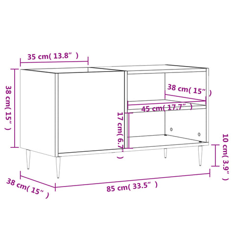 vidaXL Record Cabinet Concrete Grey 85x38x48 cm Engineered Wood