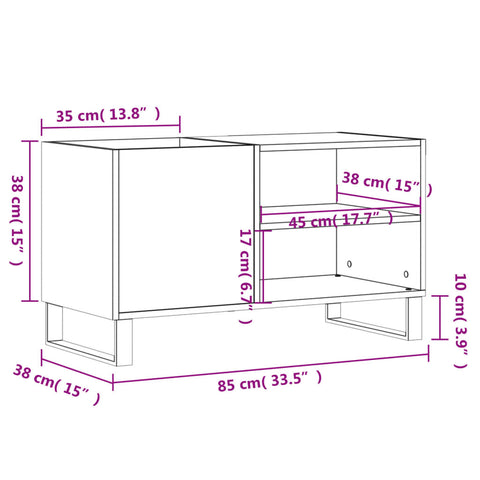 vidaXL Record Cabinet Sonoma Oak 85x38x48 cm Engineered Wood