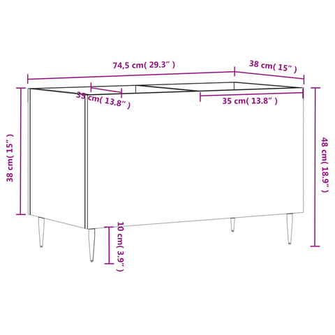 vidaXL Record Cabinet White 74.5x38x48 cm Engineered Wood