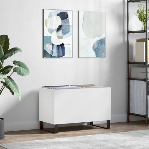 vidaXL Record Cabinet White 74.5x38x48 cm Engineered Wood