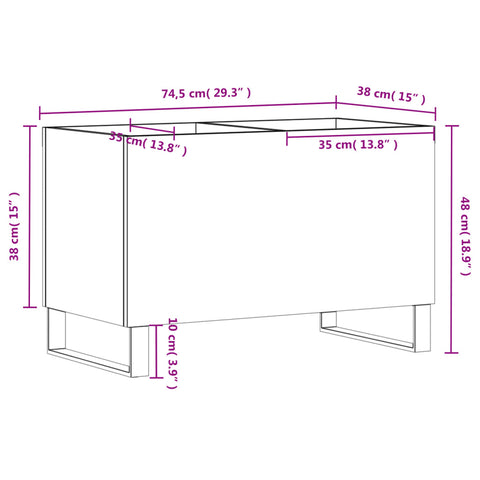 vidaXL Record Cabinet Black 74.5x38x48 cm Engineered Wood