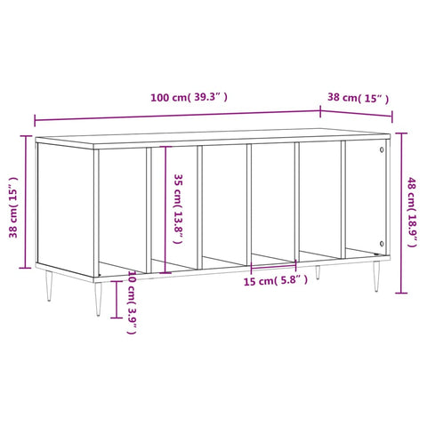 vidaXL Record Cabinet White 100x38x48 cm Engineered Wood