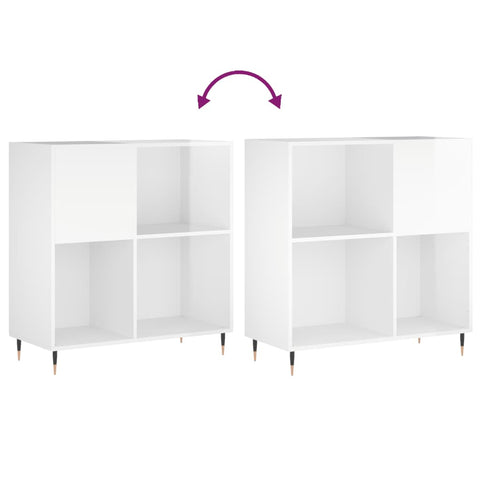 vidaXL Record Cabinet High Gloss White 84.5x38x89 cm Engineered Wood