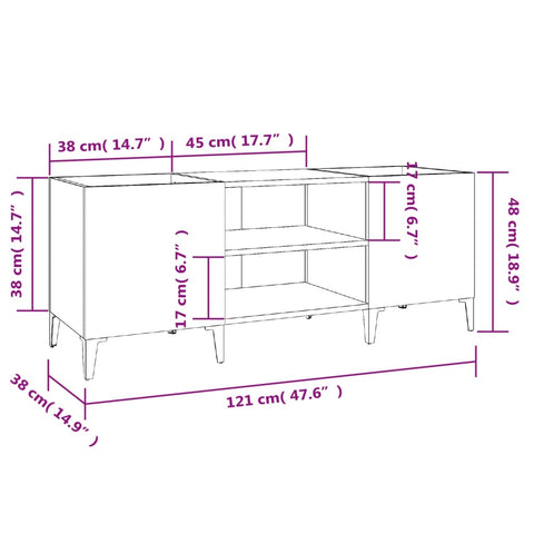 vidaXL Record Cabinet Concrete Grey 121x38x48 cm Engineered Wood
