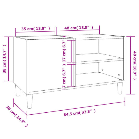 vidaXL Record Cabinet Black 84.5x38x48 cm Engineered Wood