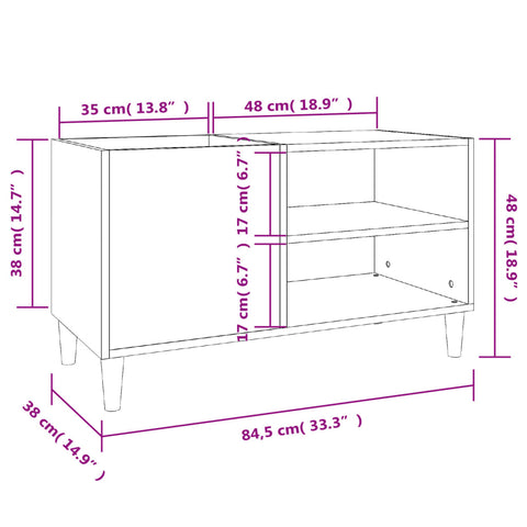 vidaXL Record Cabinet Sonoma Oak 84.5x38x48 cm Engineered Wood