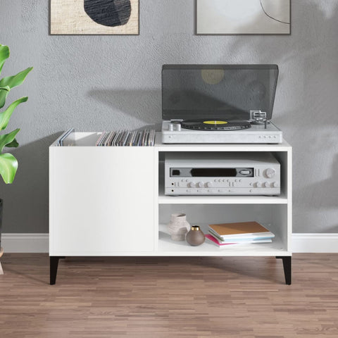 vidaXL Record Cabinet High Gloss White 84.5x38x48 cm Engineered Wood