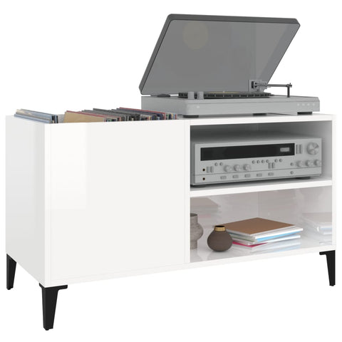 vidaXL Record Cabinet High Gloss White 84.5x38x48 cm Engineered Wood