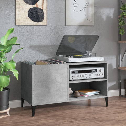vidaXL Record Cabinet Concrete Grey 84.5x38x48 cm Engineered Wood