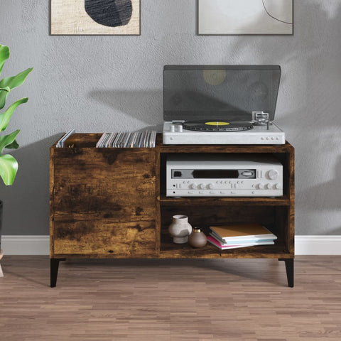 vidaXL Record Cabinet Smoked Oak 84.5x38x48 cm Engineered Wood