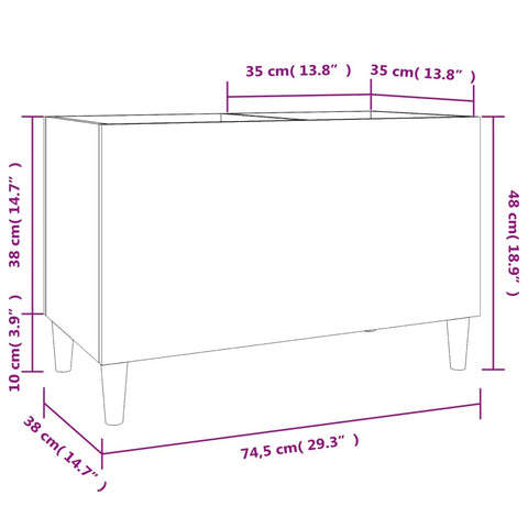 vidaXL Record Cabinet Concrete Grey 74.5x38x48 cm Engineered Wood