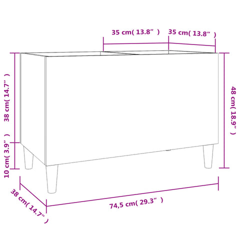 vidaXL Record Cabinet Brown Oak 74.5x38x48 cm Engineered Wood