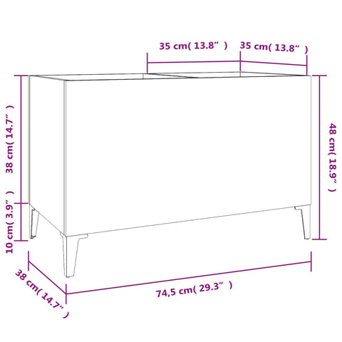 vidaXL Record Cabinet Concrete Grey 74.5x38x48 cm Engineered Wood