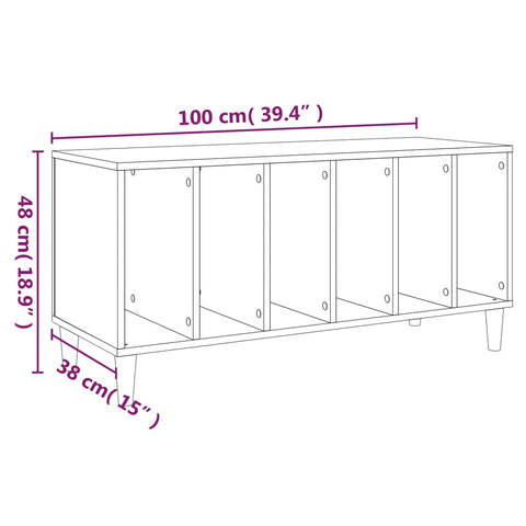 vidaXL Record Cabinet Concrete Grey 100x38x48 cm Engineered Wood