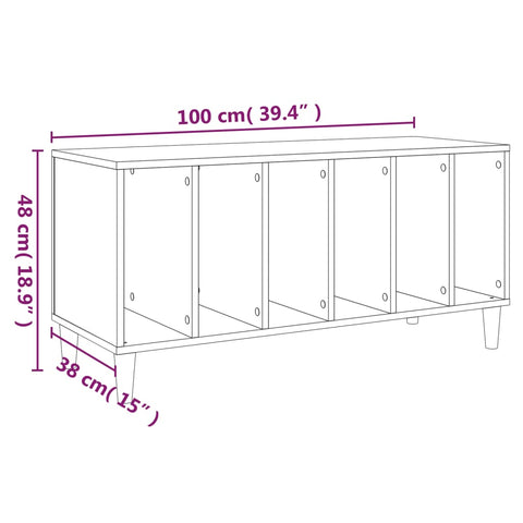 vidaXL Record Cabinet Grey Sonoma 100x38x48 cm Engineered Wood