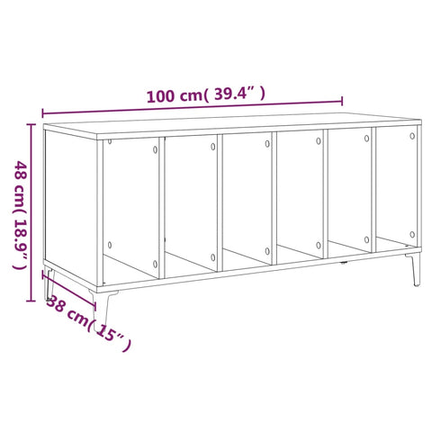 vidaXL Record Cabinet Smoked Oak 100x38x48 cm Engineered Wood