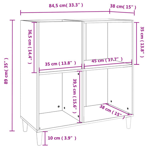 vidaXL Record Cabinet Concrete Grey 84.5x38x89 cm Engineered Wood