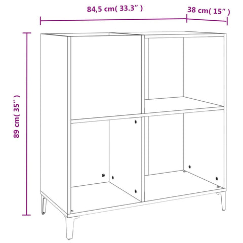 vidaXL Record Cabinet Smoked Oak 84.5x38x89 cm Engineered Wood