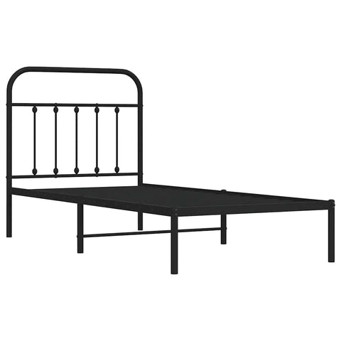 vidaXL Metal Bed Frame without Mattress with Headboard Black 90x200cm