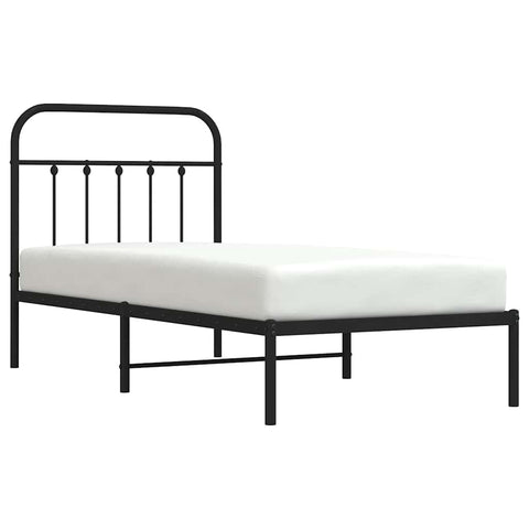 vidaXL Metal Bed Frame without Mattress with Headboard Black 90x200cm