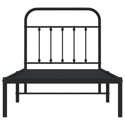 vidaXL Metal Bed Frame without Mattress with Headboard Black 90x200cm