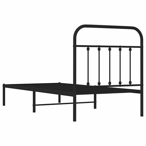 vidaXL Metal Bed Frame without Mattress with Headboard Black 90x200cm